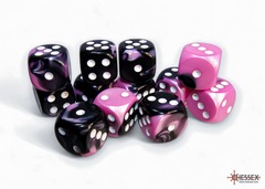 Gemini Black-Pink/white 16mm d6 Dice Block (12 dice) - CHX26630